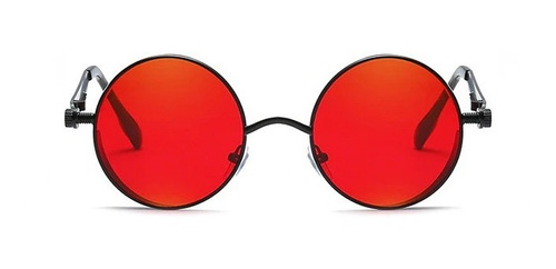 Óculos De Sol Redondo Vermelho Masculino Feminino Proteção