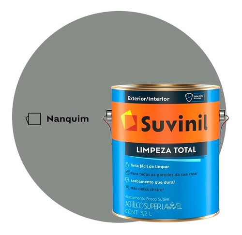 Tinta Super Lavável Suvinil Limpeza Total 3,2l Cinza Nanquim