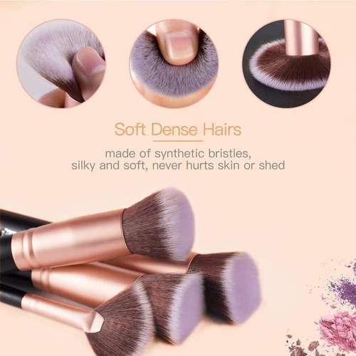 Imagen 3 de 6 de Pinceles Maquillaje Set 14 Brochas Rostro Ojos Con Estuche