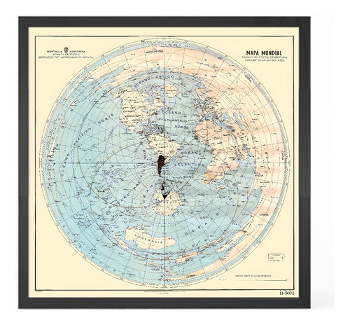 Cuadro Completo Mapamundi Planisferio Centro En Argentina 40 Negro Negro