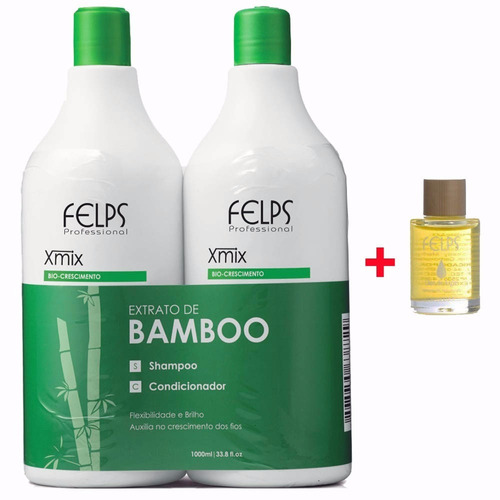 Felps Xmix Duo Extrato De Bamboo 2x1000ml + Brinde Argan 7ml