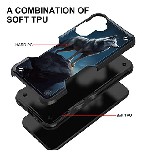 Funda Para Galaxy A14 5g Wolf Moon Night 6.6 PuLG Uso Rudo