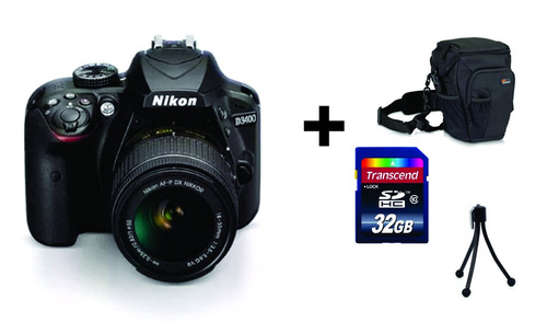 Câmera Nikon D3400 Kit 18-55mm + Cartão 32gb + Bolsa + Tripé