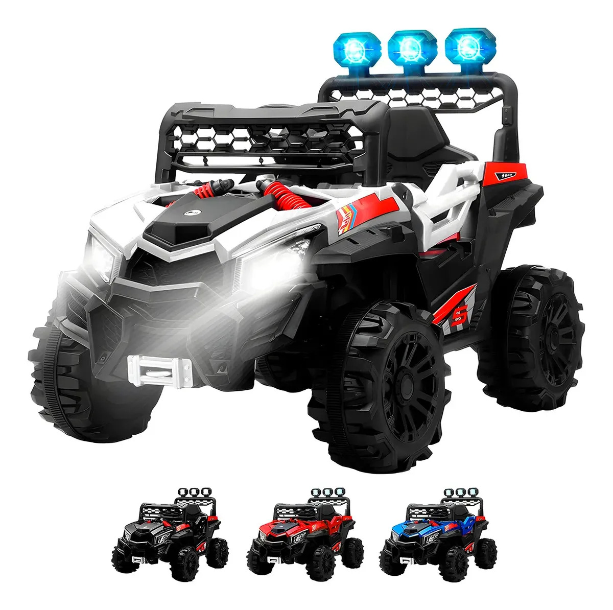 Coche Electrico Montable Carrito Con Control Remoto Buggy Color Blanco