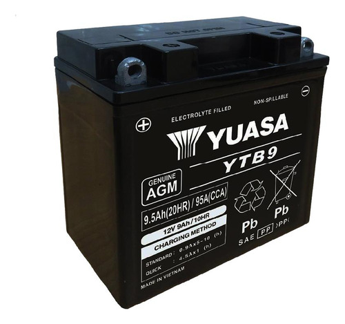 Imagen 1 de 7 de Batería Moto Yuasa Ytb9 Compatible Con Mod. 12n9-4b-1 Yuasa 