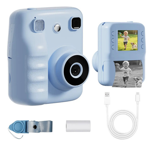 Câmera Instantânea Digital Infantil Inova Cases Para Imprimir Fotos e Gravar Vídeos Azul