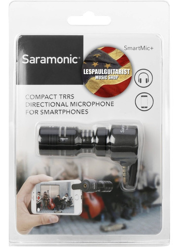 Micrófono celular Saramonic Smartmic+Trrs para iPhone iPad P2, color negro