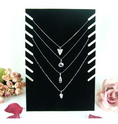 Imagen 2 de 5 de Exhibidor Mostrario 8 Cadenas Collar Terciopelo Negro