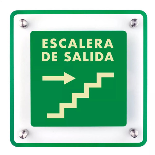 Letrero Señalética Acrílico Escalera Salida Flecha Derecha