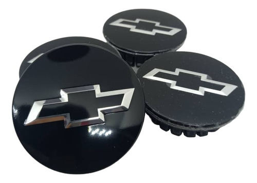 Set X4 Tapa Centro Llantas De Autos 59mm Chevrolet Negra