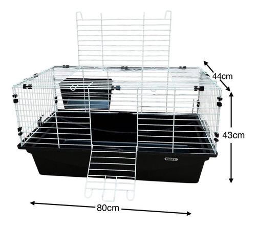 Jaula Para Conejo Cuyo Huron Medidas 80 X 44 X 43 Negro