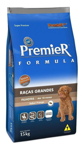 Alimento Premier Super Premium Formula para cão filhote de raça grande sabor frango em sacola de 15kg