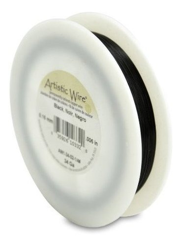 Alambre - Artistic Wire, 34 Gauge, Black Color, 1-4 Pound (1