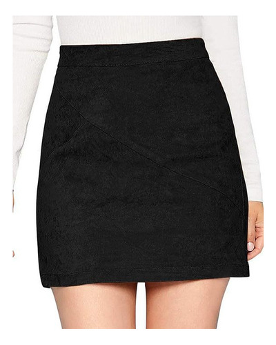 Minifalda Ajustada Básica De Cintura Alta Para Mujer