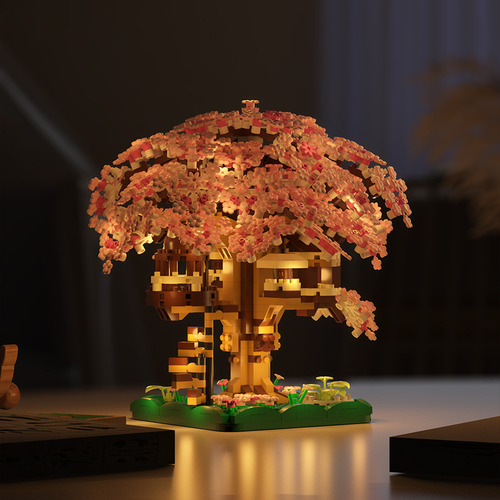 M3079 Small Powder Cherry Tree House/lamp - Jihui M2109