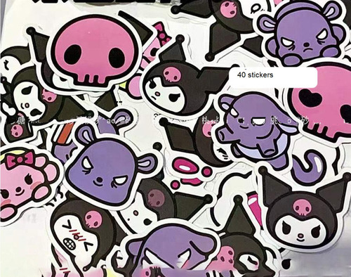 40 Stickers Impermeables Kuromi, Sanrio