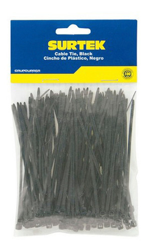 Cincho Plástico 165 X 2.5mm100 Piezas Negro 114203 Surtek Color Negro
