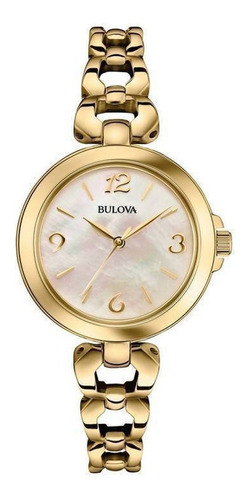 Reloj Bulova Mujer 97l138 Classic Acero Dorado Color del fondo Madre Perla Blanco