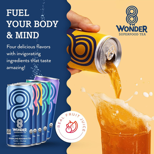 8th Wonder Sparkling Superfood Té Verde Con Jugo De Fruta Re