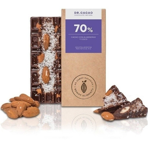 Chocolate 70% Cacao Con Almendras Dr Cacao