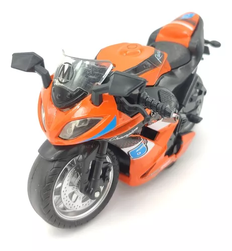 Miniatura Moto Corrida Metal C/ Som E Fricção Brinquedo 1:14