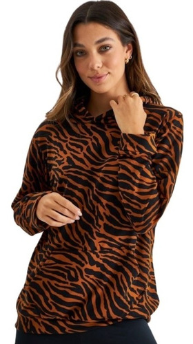 Imagen 1 de 2 de Buzo Hoddie Canguro Estampado Lanilla Soft