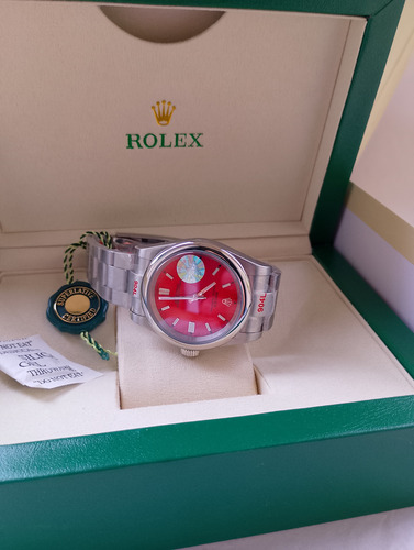 Reloj Rolex Oyster Perpetual Datejust (f.r.) Plateado Plateado Rojo (Usado)