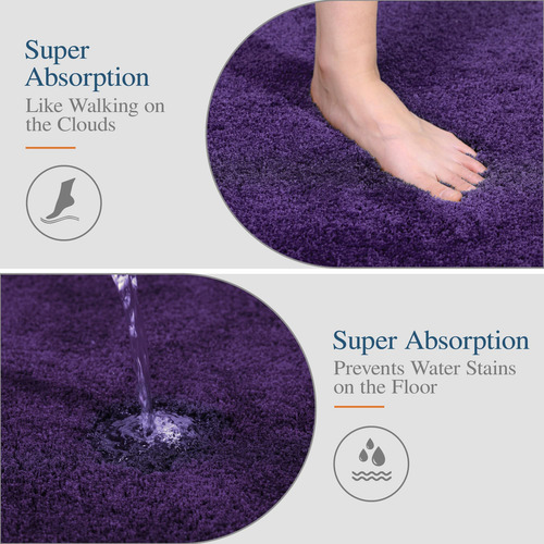 Alfombra De Baño Walensee, Tamaño Grande, Color Morado Oscur