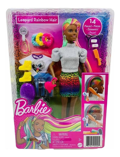 Boneca Barbie Cabelo Colorido E Raspado Muda De Cor Negra