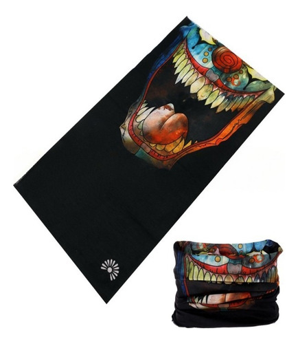 Cuello Multifunción-mascara Caras Payaso Vtas X Mayor Negro Mod 7 Liso