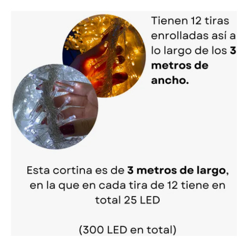Cortina Lluvia De Luz Led 3x3 Metros Deco Eventos Amarillo Cálido