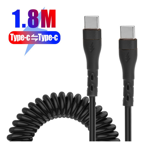 Cable De Resorte Tipo C A Tipo C De 1,8 M, Cable De Datos De