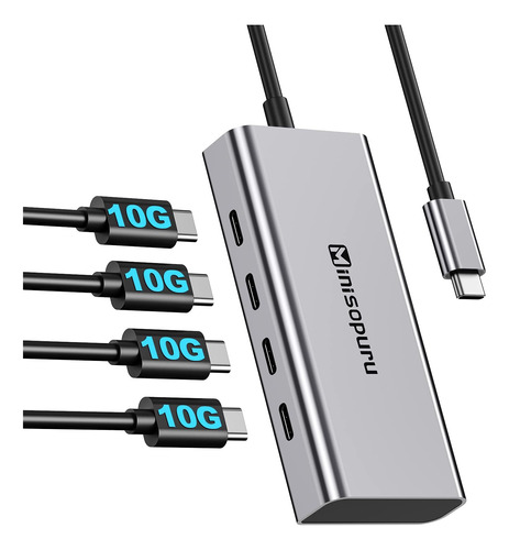 Minisopuru Hub Usb C De 4 Puertos: Concentrador Usb De 10 Gb