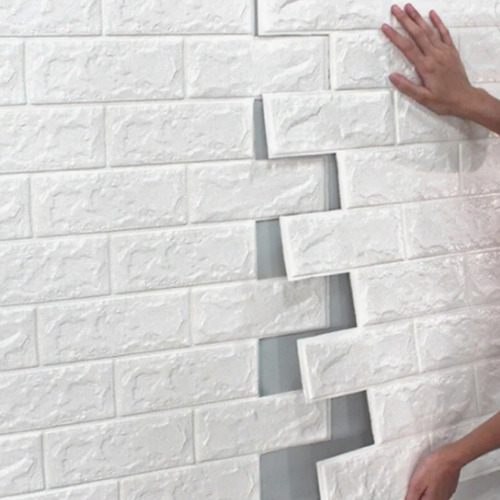 Placas 3d Autoadhesiva Pared Revestimiento Blanca Ladrillox5