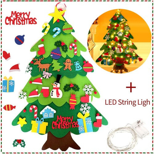 Árbol De Navidad De Fieltro For Niños Y 50 Luces Led