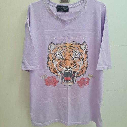 Camiseta Lilás Com Estampa Tigre