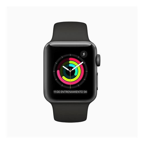 Imagen 2 de 6 de Apple Watch Series 3 (GPS) - Caja de aluminio gris espacial de 38 mm - Correa deportiva negro