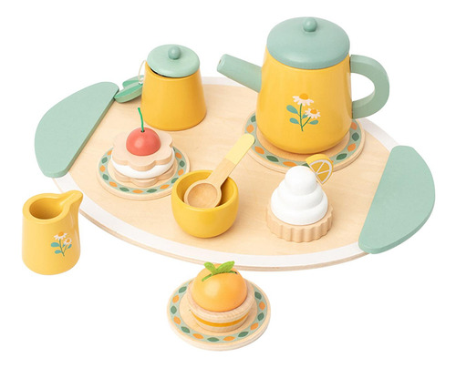 Juego De Té De Madera De Juguete, Mini Platos De Tetera,