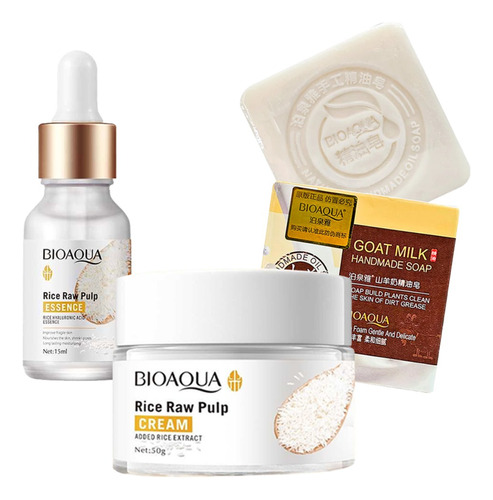 Crema Facial De Arroz + Serum De Arroz +jabón Leche De Cabra