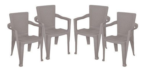 Silla Para Exterior Tipo Rattan Set X 4 Unidades Marca Mq Color Taupe
