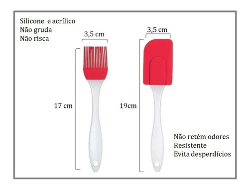 Kit Espátula E Pincel De Untar Silicone Cabo Transparente