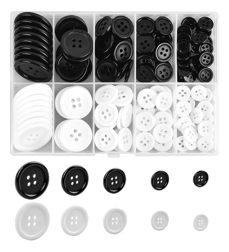 Botones Redondos De Resina En Blanco Y Negro Para Camisa, 60