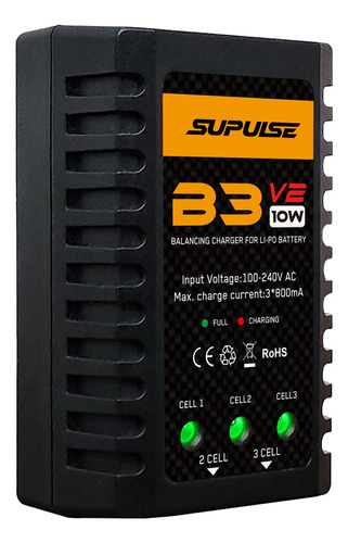 Supulse Lipo Cargador De Bateria 2s-3s Rc Balance, Ac 7.4-11