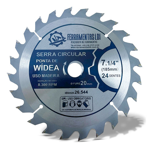 Disco Serra Circular 7 1/4 24 Dentes Madeira 180mm Profissio