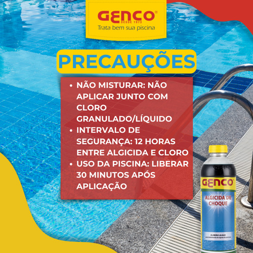 Kit 3 Algicida Choque Genco Tratamento Piscina Elimina Algas
