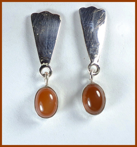 Aros De Agata Cornalina Y Plata Art. 394