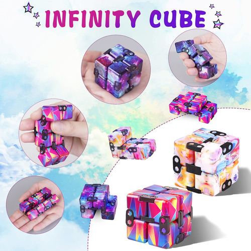 Cubo Infinito De Juguete Alivia Estrés Pack 4 Unidades Color