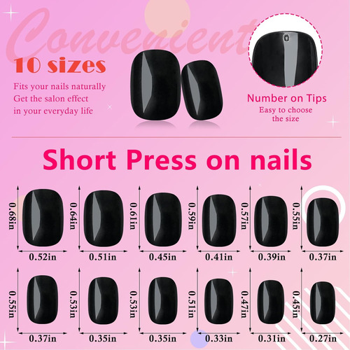 Addfavor 576 Uñas Postizas Cortas A Presión De 24 Colores, U