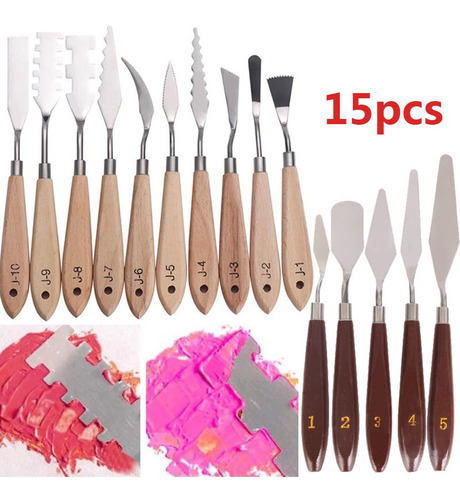 Imagen 1 de 9 de Set 15 Espátulas Pintura Al Óleo Arte Escultura Pintura Pint