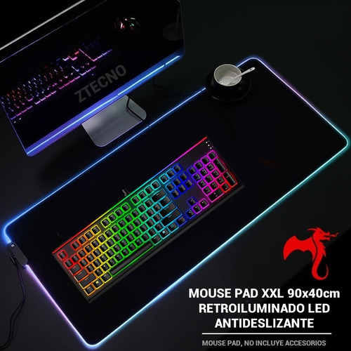 Imagen 3 de 8 de Mouse Pad Gamer Kolke Spark 90x40cm Rgb Bordes Cosidos Pc